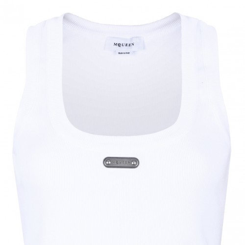 White Logo Plaque Tank Top