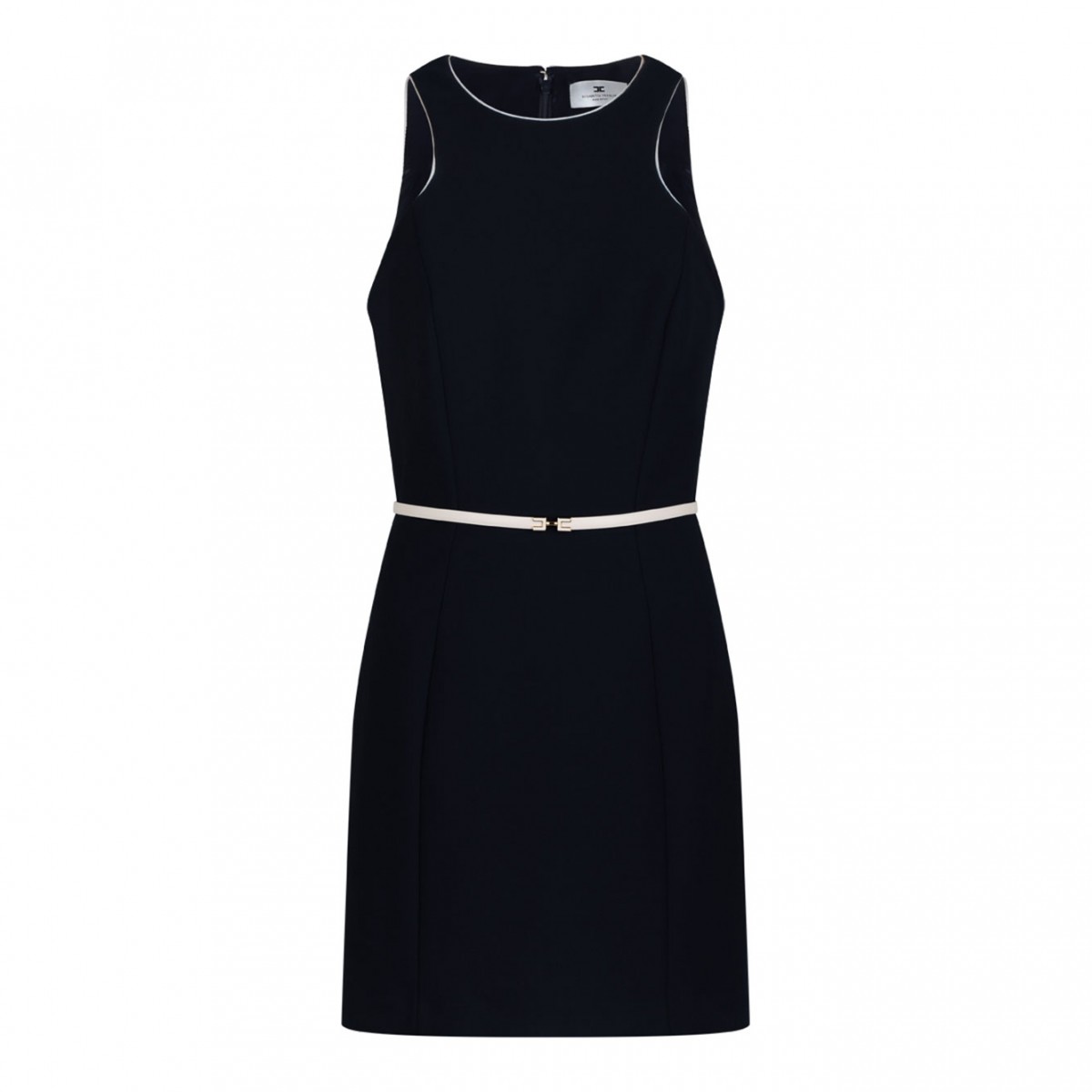 Black Contrasting Belt Dress