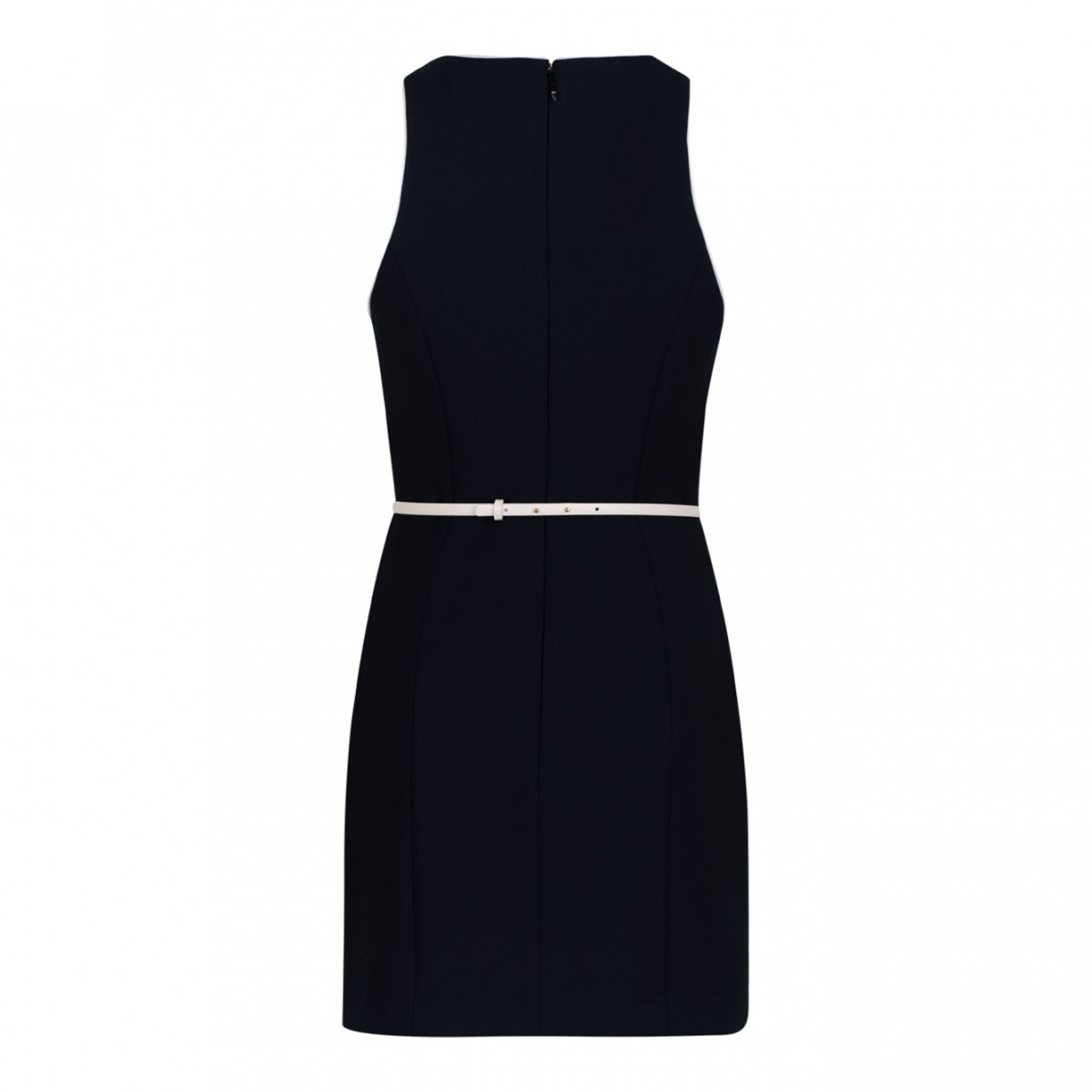 Black Contrasting Belt Dress