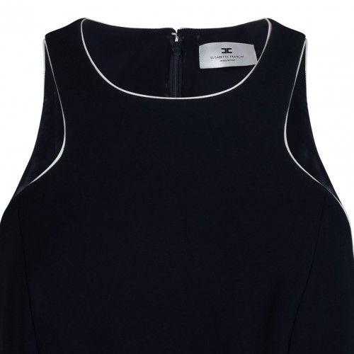 Black Contrasting Belt Dress