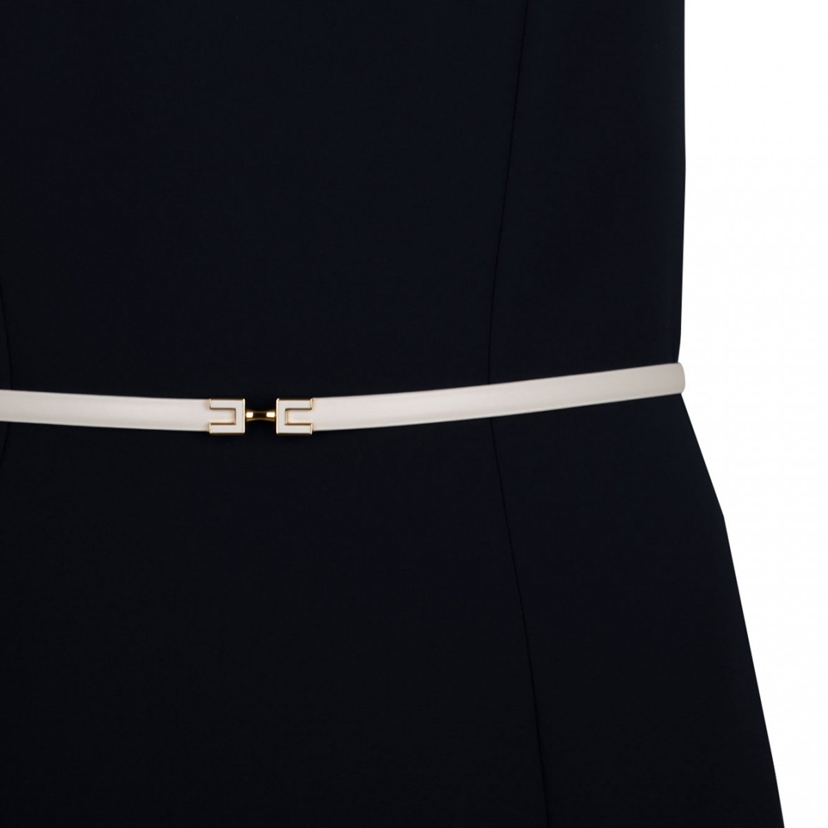 Black Contrasting Belt Dress