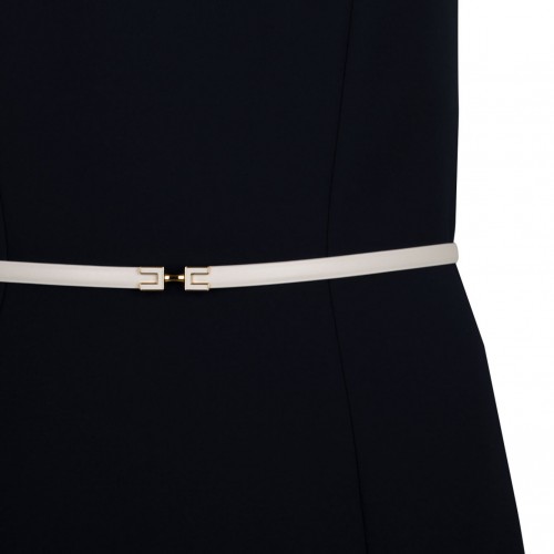 Black Contrasting Belt Dress