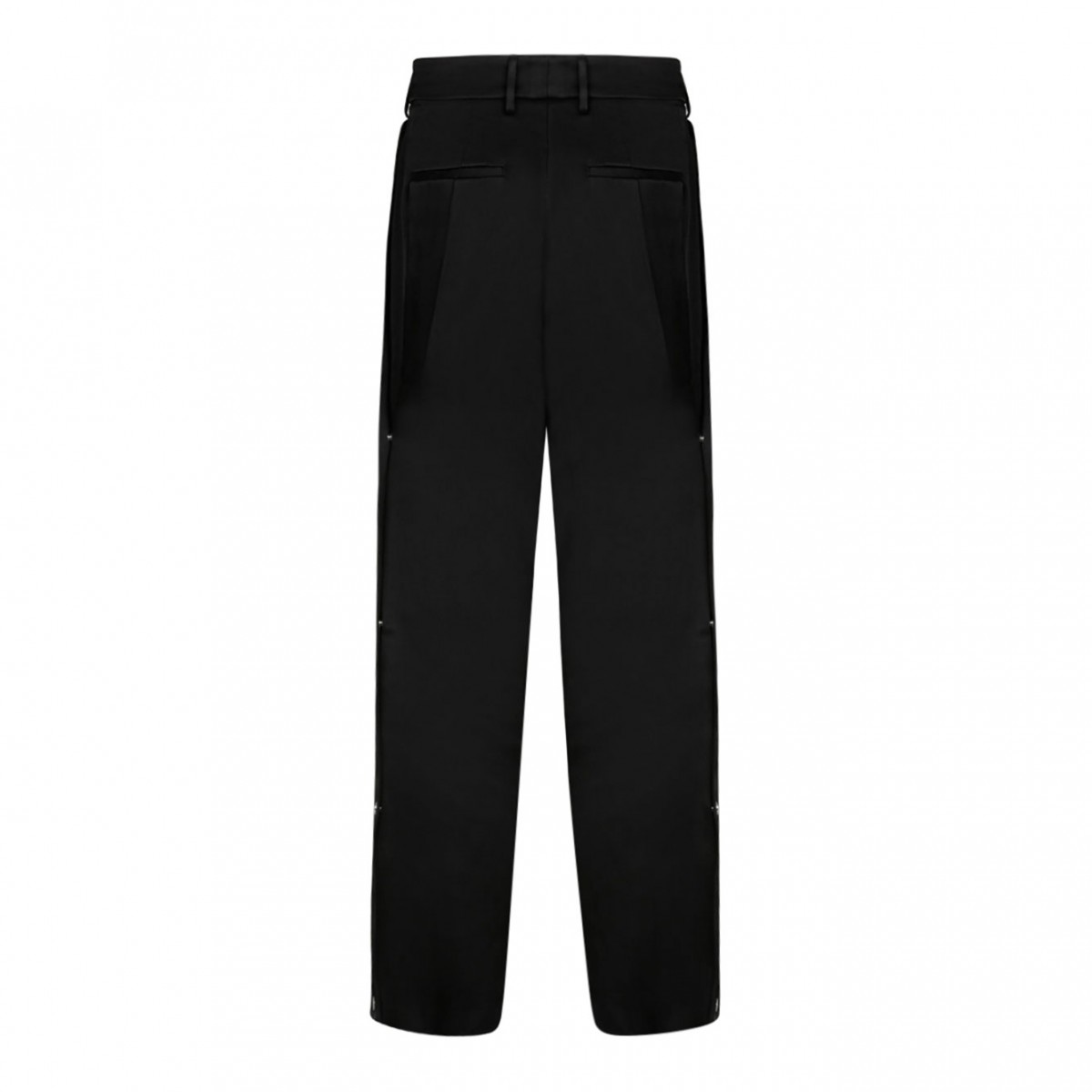 Side Pleats Black Pants