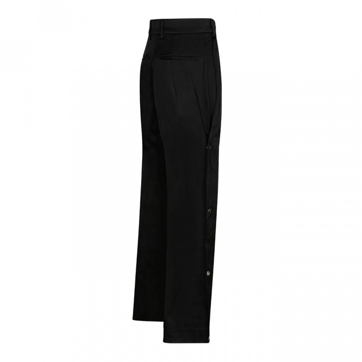 Side Pleats Black Pants