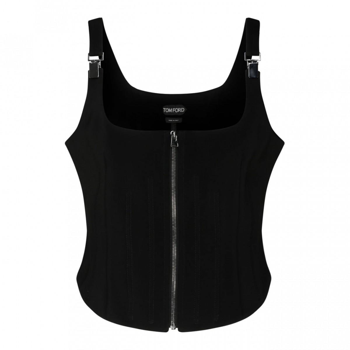 Black Stretch Silk Corset Top