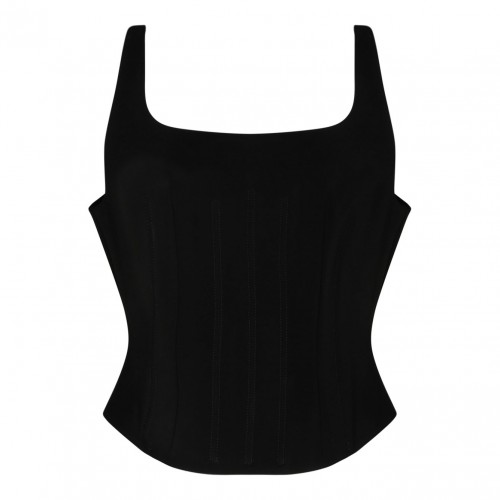 Black Stretch Silk Corset Top 2