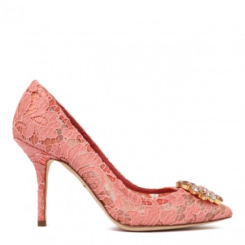 Lace Rainbow Pumps With Brooch Detailing