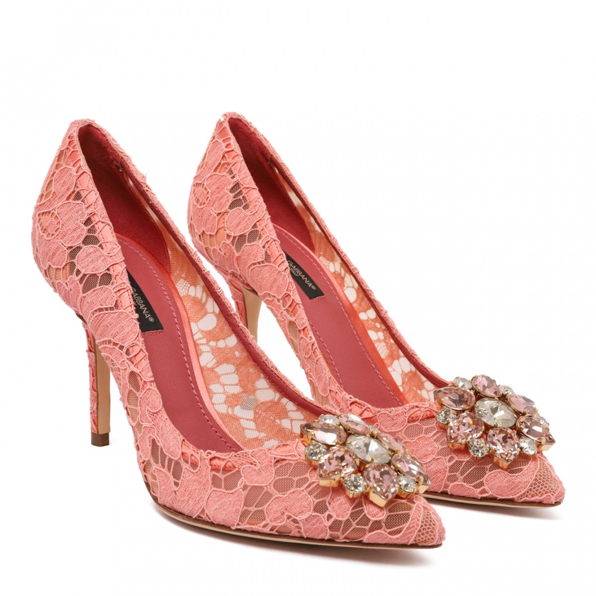 Lace Rainbow Pumps With Brooch Detailing