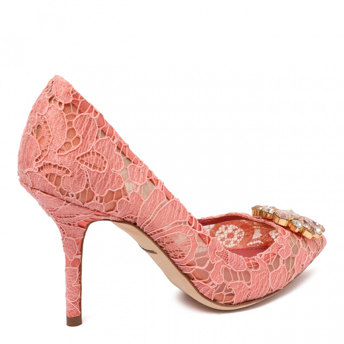Lace Rainbow Pumps With Brooch Detailing