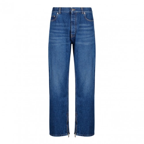 Indigo Blue Cotton Straight Leg Jeans