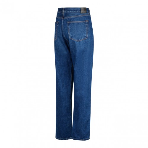 Indigo Blue Cotton Straight Leg Jeans