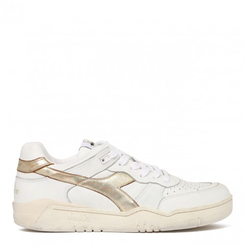 Laminated White Vintage Sneakers