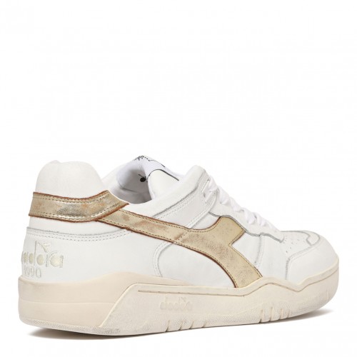 Laminated White Vintage Sneakers