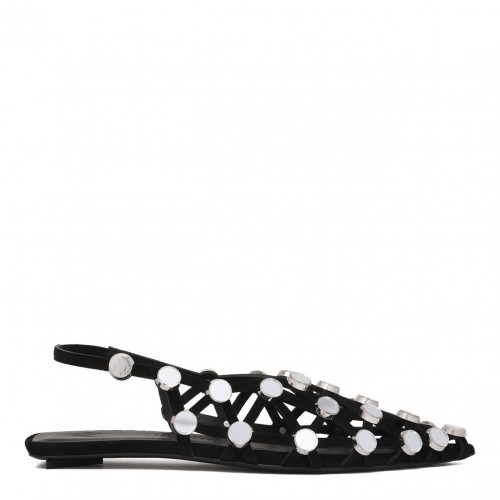 Black Grid Ballerina Shoes