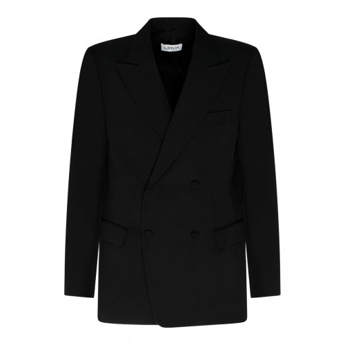Black Wool Double Breasted Blazer