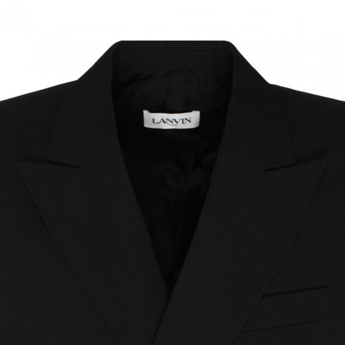 Black Wool Double Breasted Blazer
