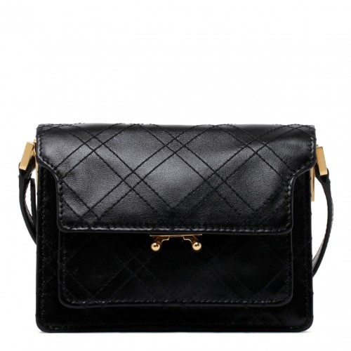 Black Calf Leather Truck Shoulder Bag