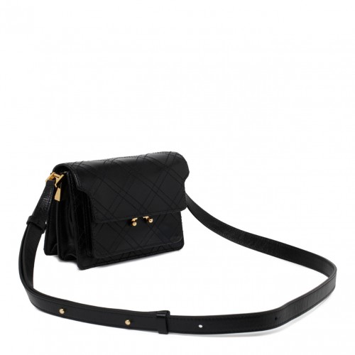 Black Calf Leather Truck Shoulder Bag