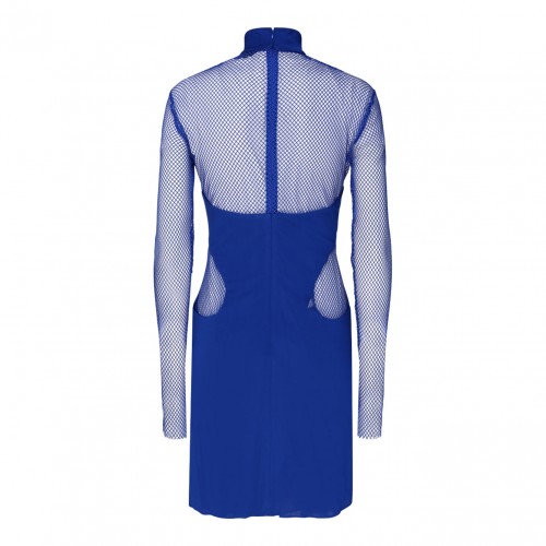 Cobalt Blue Illusion Mesh Panel Minidress