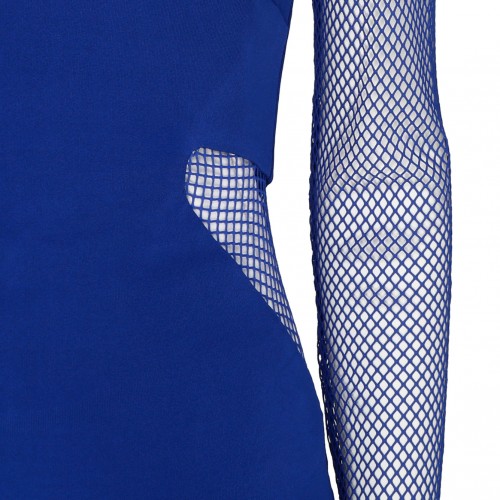 Cobalt Blue Illusion Mesh Panel Minidress