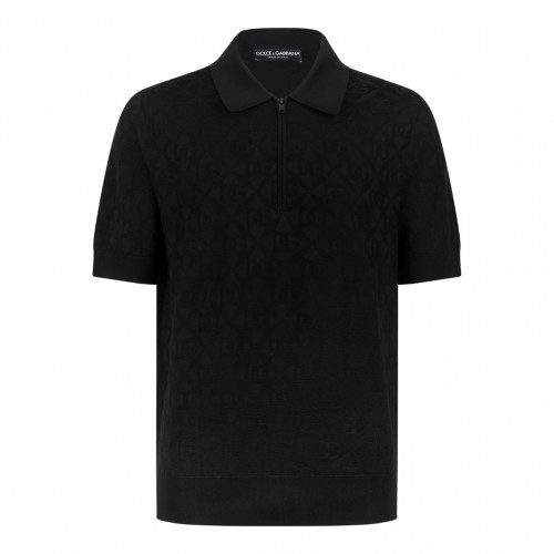 Black Logo Jacquard Polo Shirt
