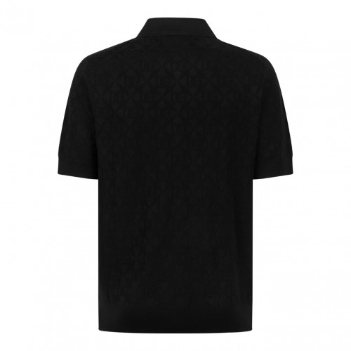 Black Logo Jacquard Polo Shirt 2