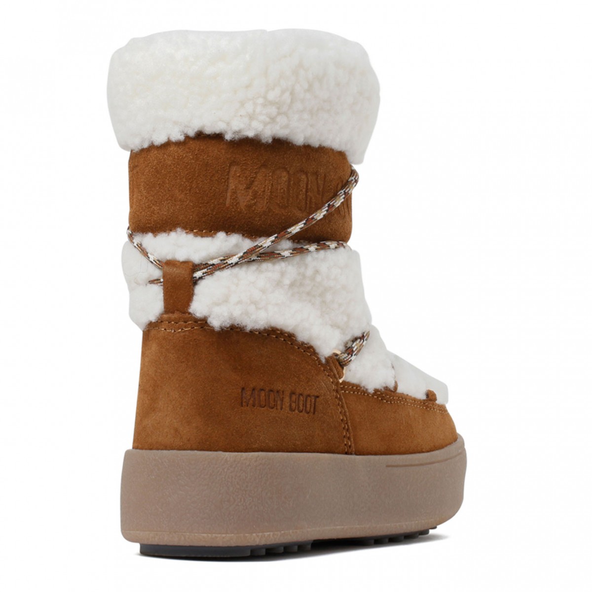 Moon Boot Brown and White Shearling Boots