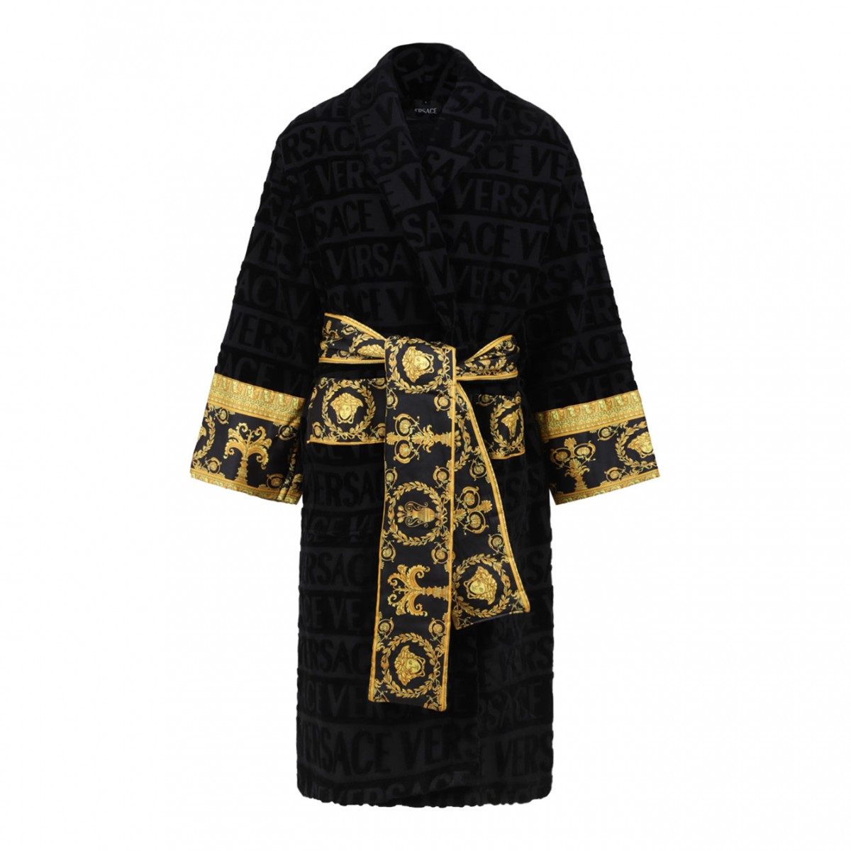 Black I Love Baroque Bathrobe