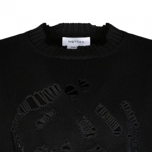 Black Skull Crew-Neck Jumper