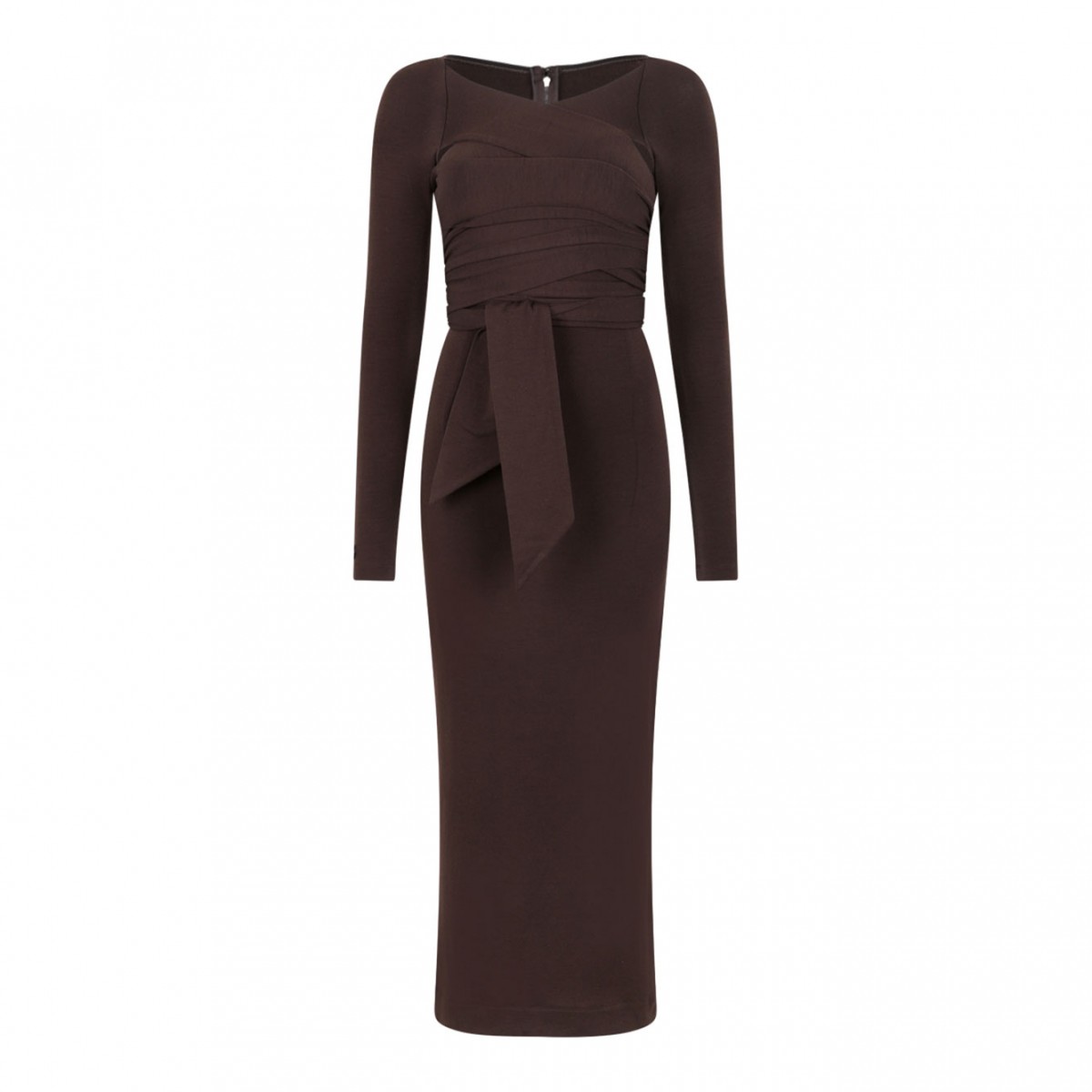 Brown Wrap Midi Dress