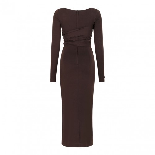 Brown Wrap Midi Dress 2