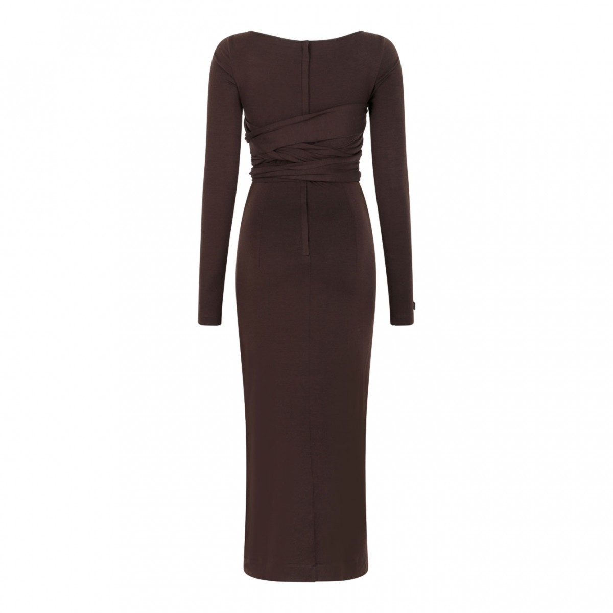 Brown Wrap Midi Dress