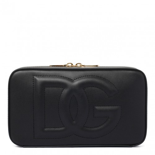 Black Logo Embossed Crossbody Bag