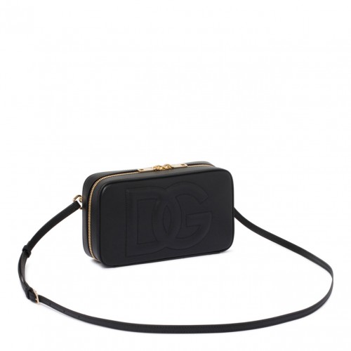 Black Logo Embossed Crossbody Bag