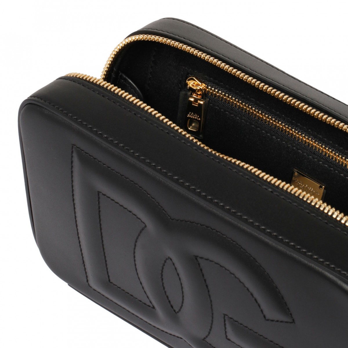 Black Logo Embossed Crossbody Bag