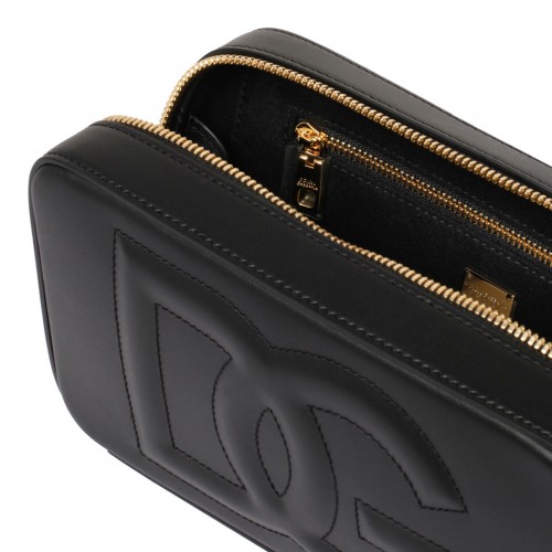 Black Logo Embossed Crossbody Bag