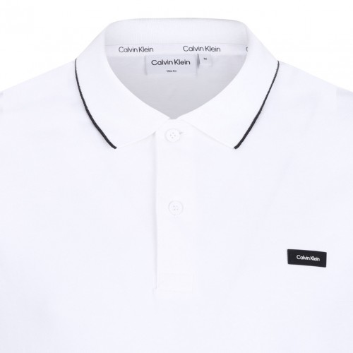 White Logo Patch Polo Shirt