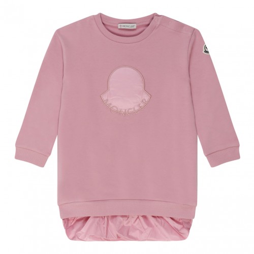 Pink Cotton Logo Embroidered Dress