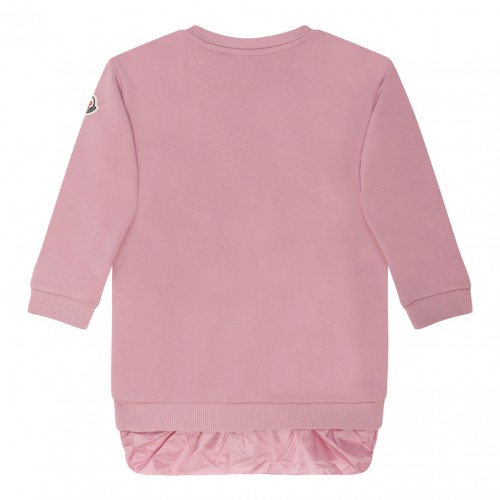 Pink Cotton Logo Embroidered Dress