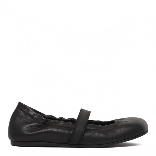 Black Leather Ballerina Shoes