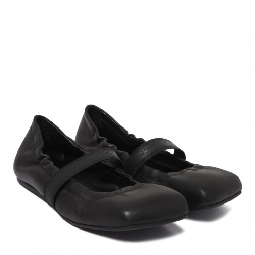 Black Leather Ballerina Shoes 2