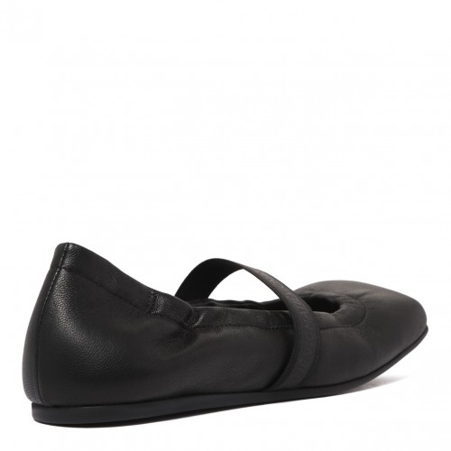 Black Leather Ballerina Shoes