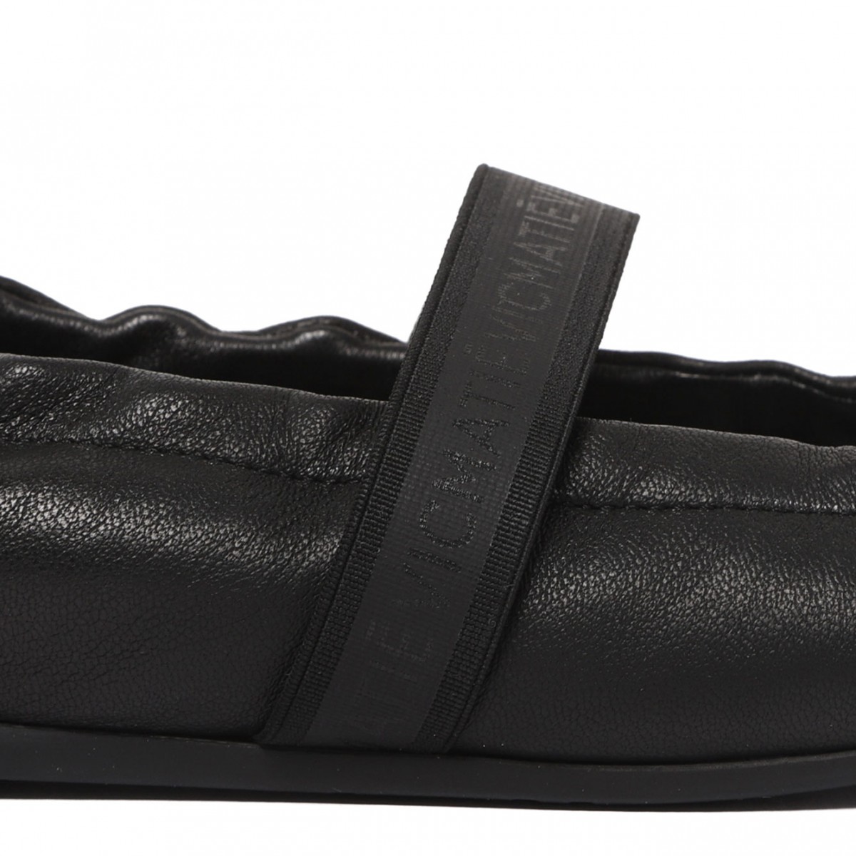 Black Leather Ballerina Shoes