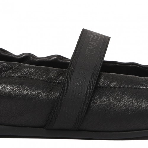 Black Leather Ballerina Shoes