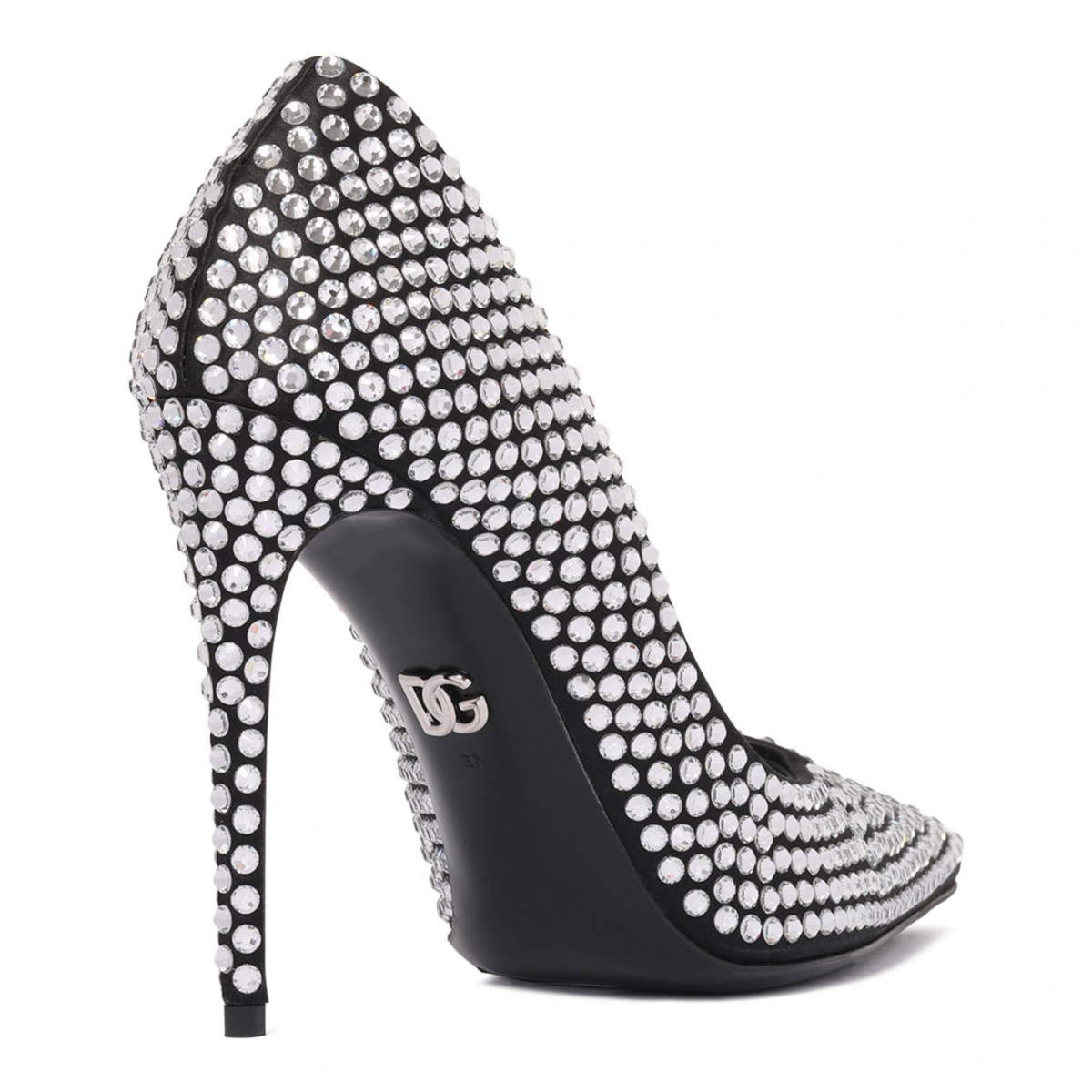 Black Rhinestone Embellished Pumps