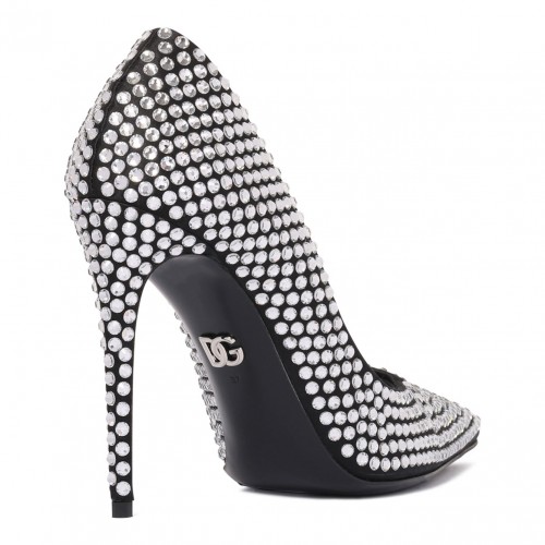 Black Rhinestone Embellished Pumps