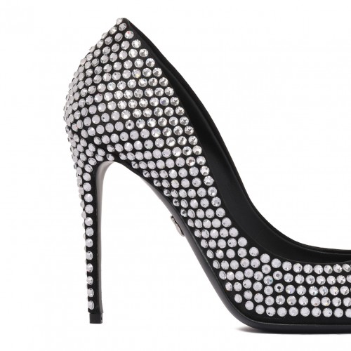 Black Rhinestone Embellished Pumps