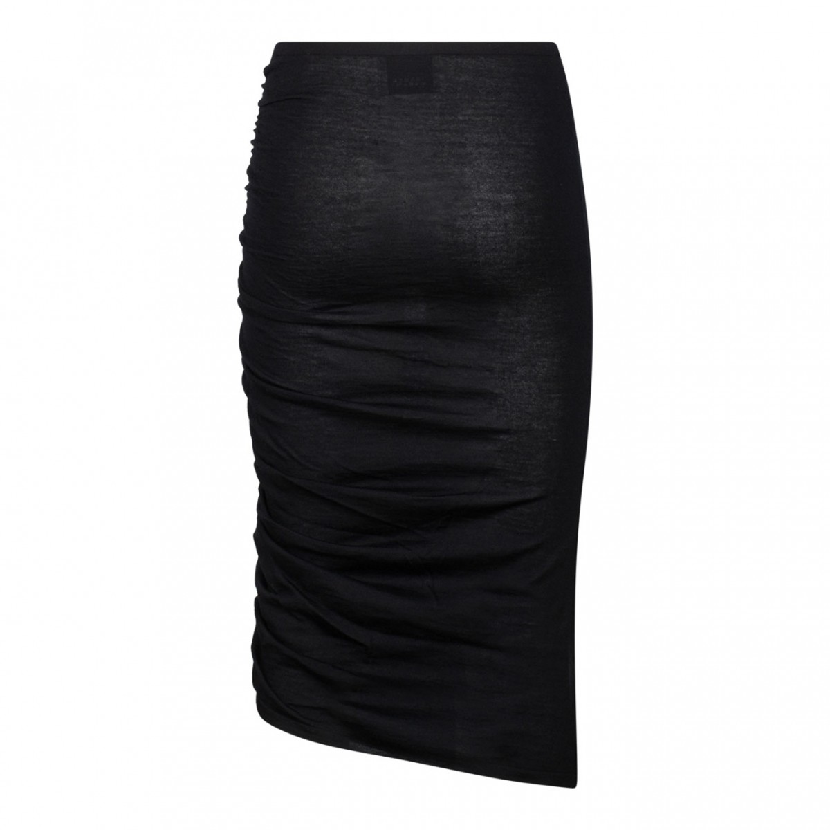 Black Ruched Midi Skirt