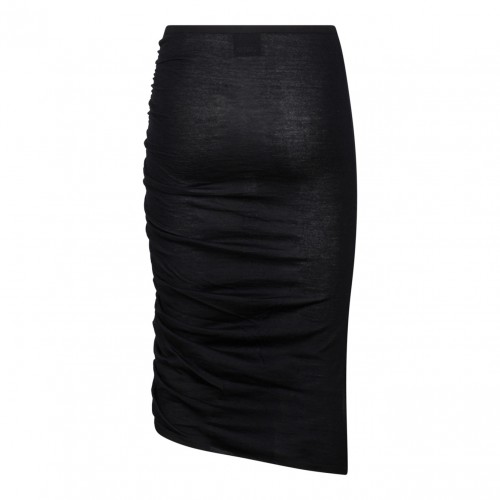 Black Ruched Midi Skirt