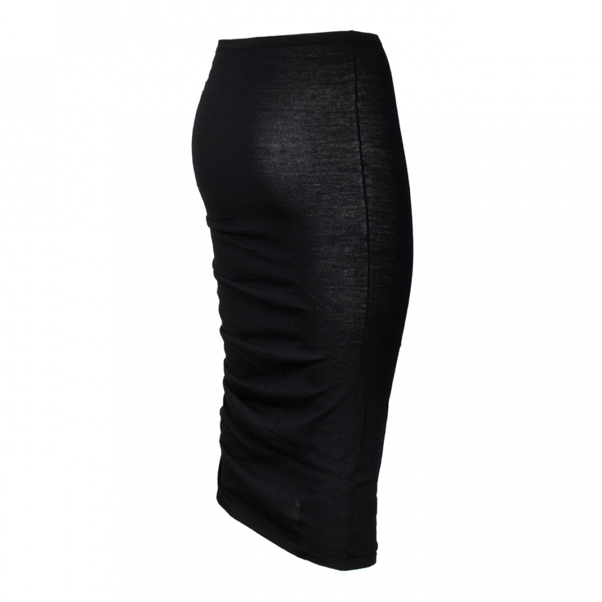 Black Ruched Midi Skirt